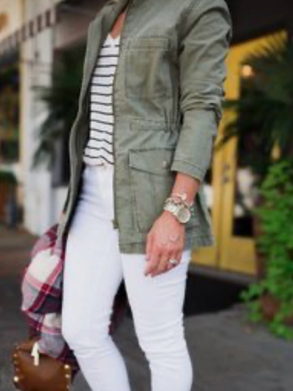 Sz M⭐️New Cream Berta Cotton Twill Olive Belted Utility Jacket PTP 21”
